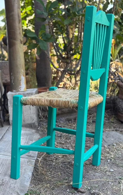 Silla Artesanal Madera Sustentable Estilo Verde Turquesa
