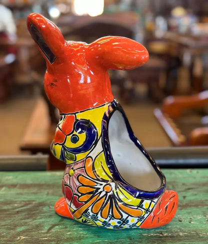 Exclusiva Maceta De Conejo En Fina Talavera. Estilo Antiguo