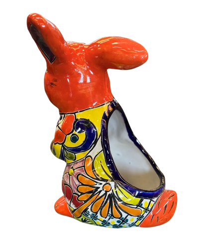 Exclusiva Maceta De Conejo En Fina Talavera. Estilo Antiguo Talaveriado Conejo