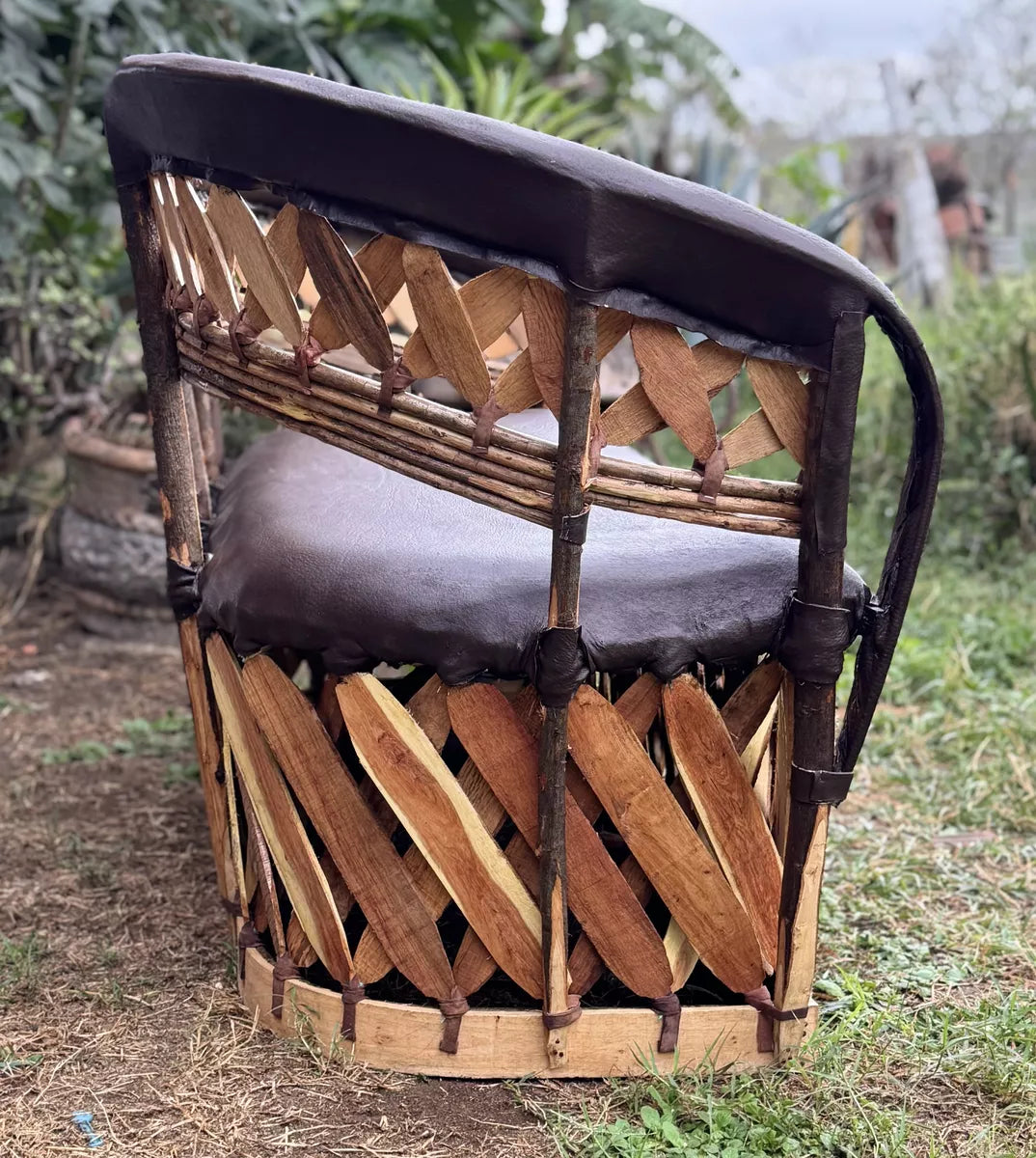 Sillon Love Seat 3 Personas Estilo Equipal Antiguo Estacas.