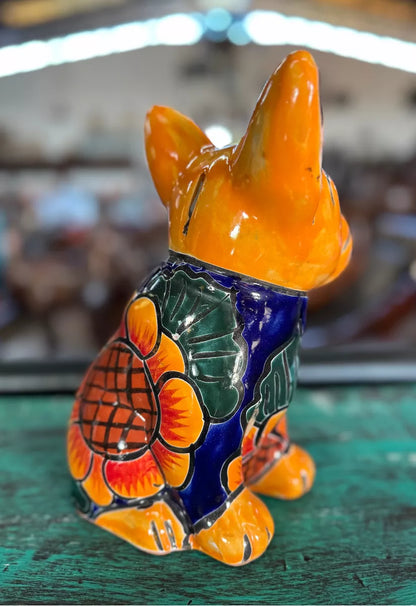 Maceta Perrito Artesanal De Talavera Fina Estilo Antiguo.
