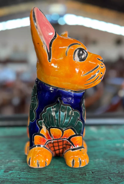 Maceta Perrito Artesanal De Talavera Fina Estilo Antiguo.