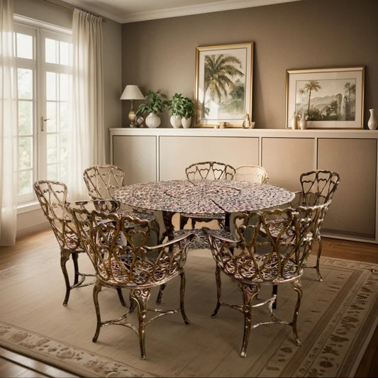 Comedor Artesanal Aluminio Reforzado 6 Sillas Estilo Antiguo