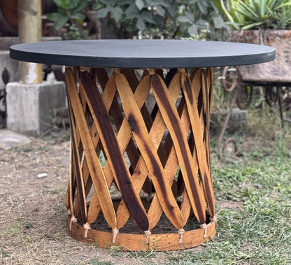 Mesa Artesanal Negra De Comedor Estilo Equipal Antiguo.