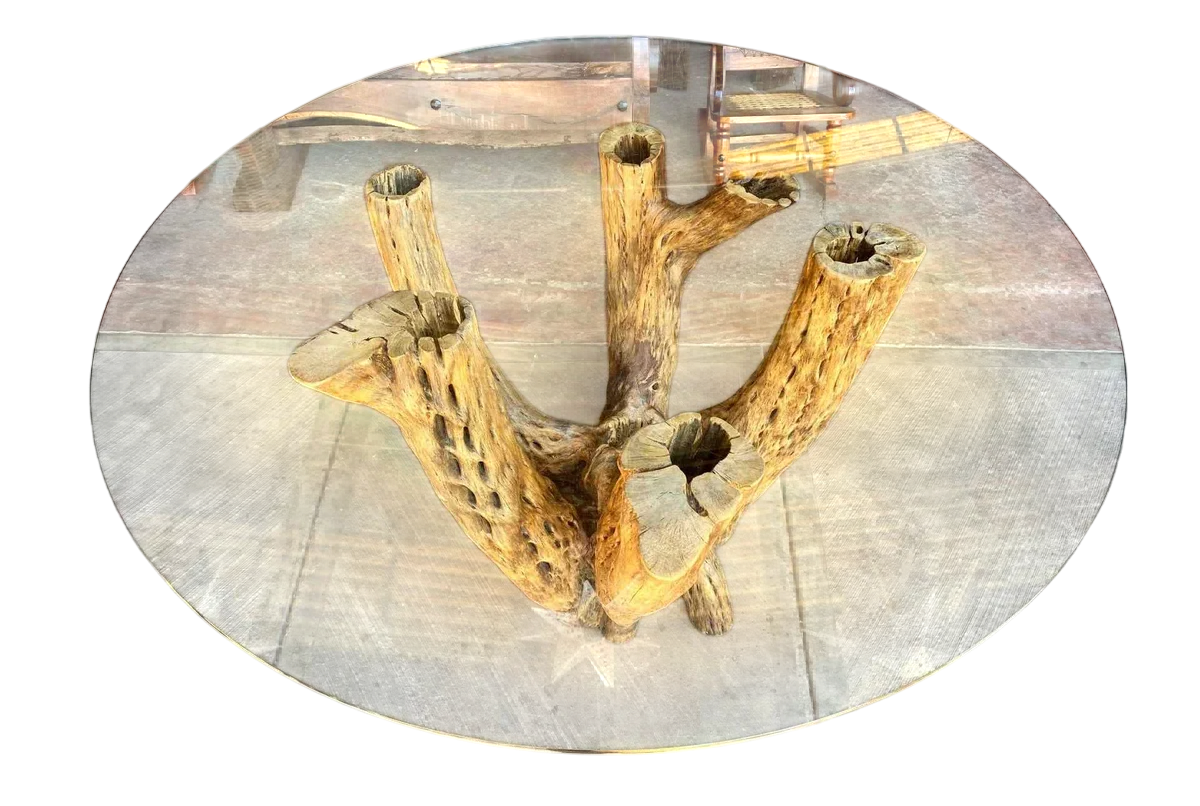 Dining Table Base 4 to 6 Chairs Cactus Wood Antique Style.