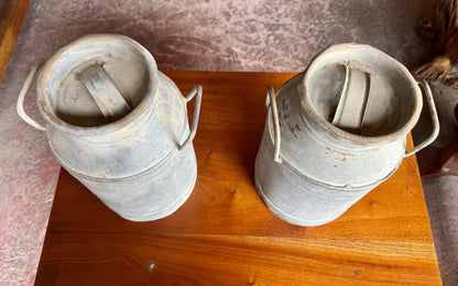 Antiguos Y Originales Botes Lecheros Con Tapa. 2 Piezas