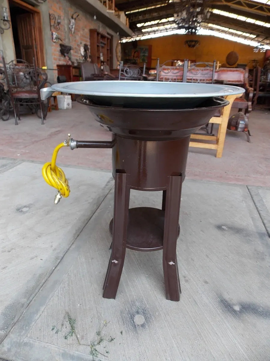 Gran Asador Freidora De Gas Y Carbon De Acero Estilo Antiguo