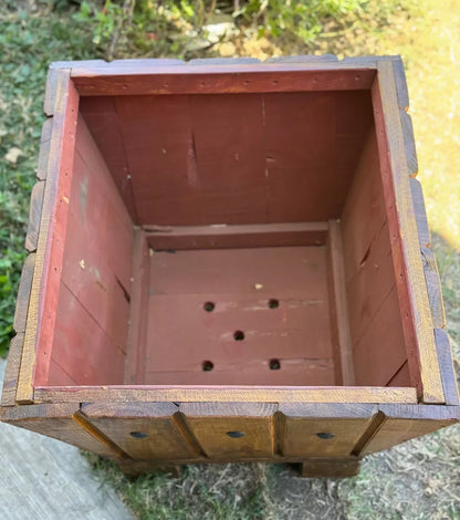 Maceta Macetero De Madera Encino Estilo Minimalista Antiguo.
