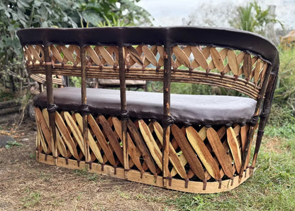 Sillon Love Seat 3 Personas Estilo Equipal Antiguo Estacas.