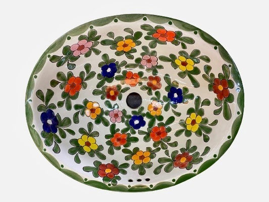 Bello Lavabo Ovalin De Talavera Fina Estilo Antiguo.
