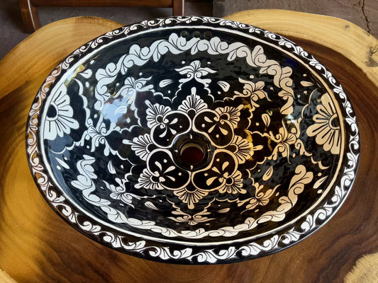 Oval Talavera Sink Fine Black and White Antique Style Add to favorites