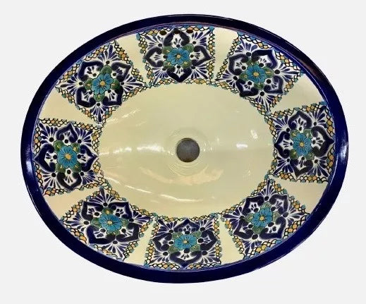Oval Sink in Fine Talavera Antique Style 02m583