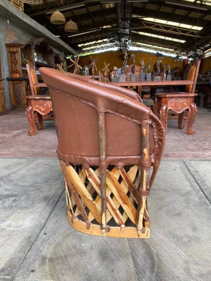 Handmade Equipal Love Seat, Antique Style Chair, Double Seat