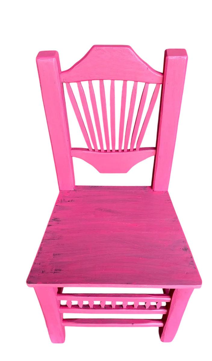 Silla Artesanal Rosa De Madera Sustentable Estilo Antiguo