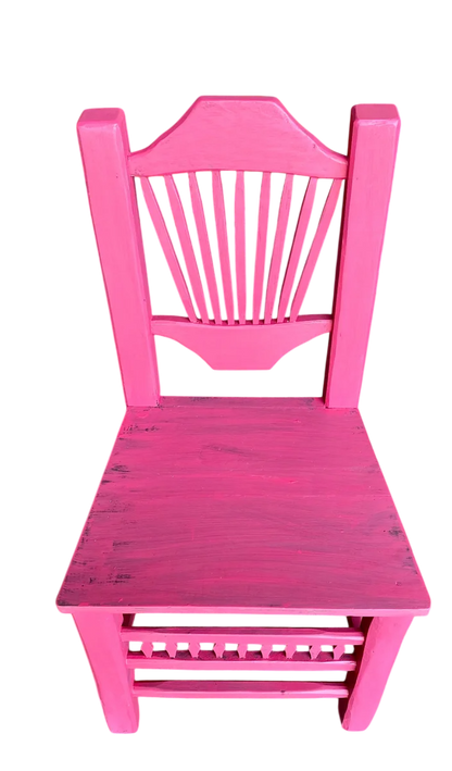 Silla Artesanal Rosa De Madera Sustentable Estilo Antiguo