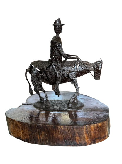 Antigua Escultura Original Don Quijote De La Mancha En Metal