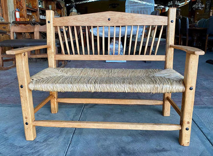 Banca Artesanal De Madera Para 2 Personas. Estilo Antiguo.