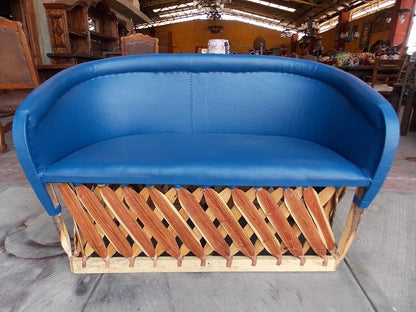 Sillon Love Seat Estilo Equipal Tradicional Azul 2 Personas.