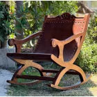Silla Mecedora Miguelito Piel Mezquite Estilo Antiguo.