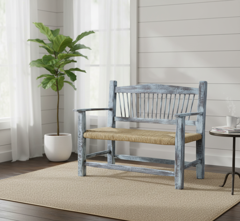 Banca Artesanal 2 Personas Estilo Antiguo Vintage Antiguo