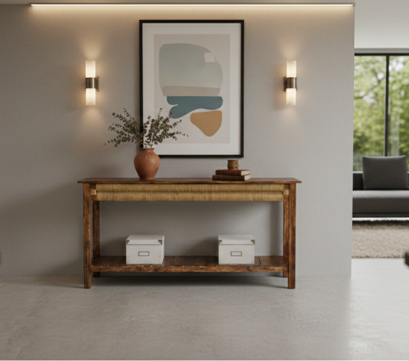 Original Credenza De Madera De Encino Estilo Antiguo