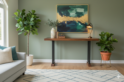 Bella Mesa Credenza Hierro Forjado Y Parota Estilo Antiguo.