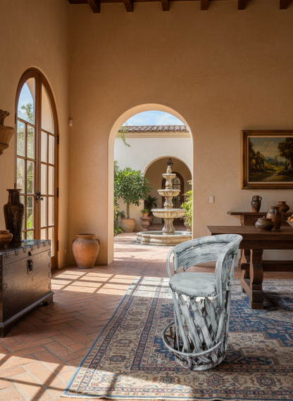 Banco De Equipal Estilo Decapado Antiguo Para Barra Cantina.