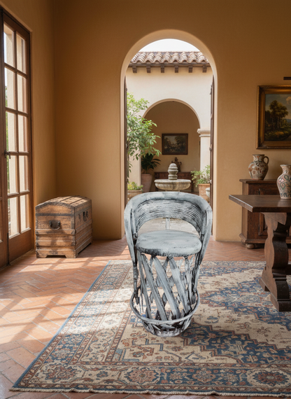 Banco De Equipal Estilo Decapado Antiguo Para Barra Cantina.