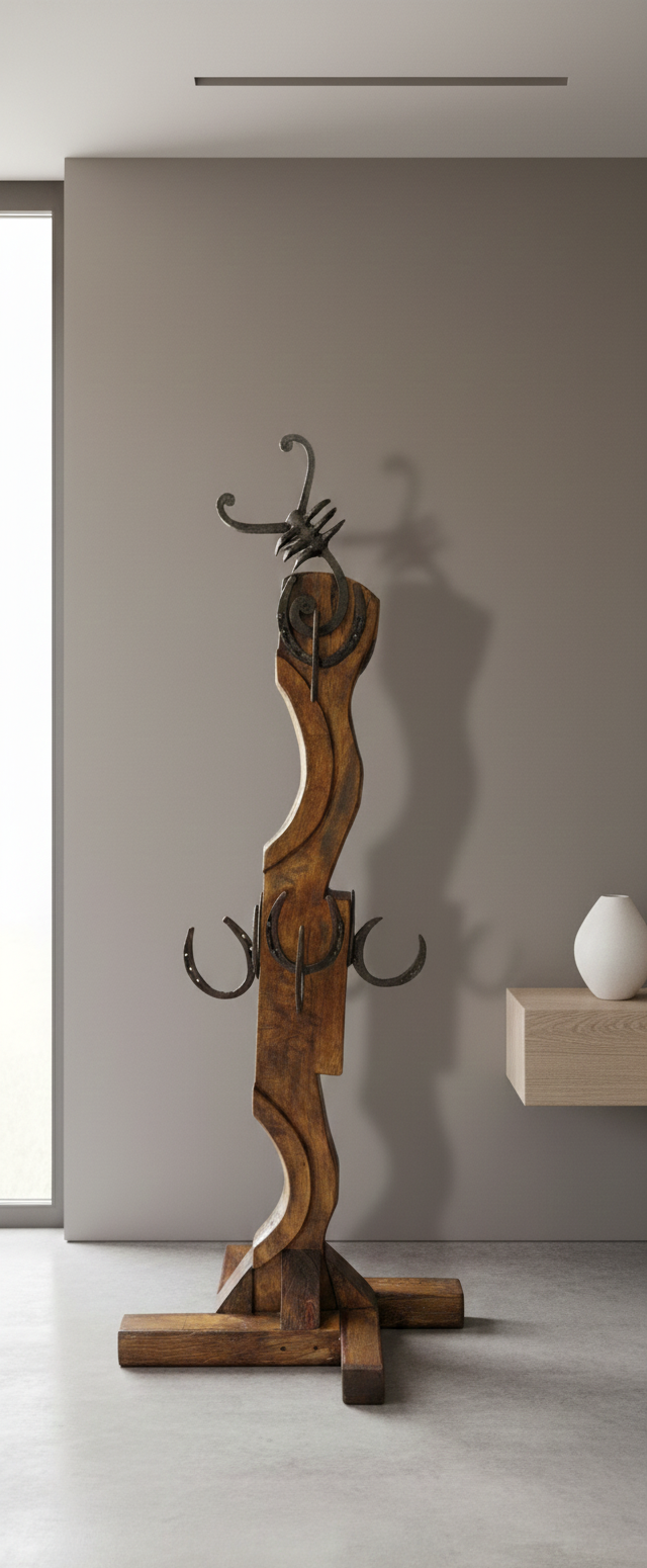 Antiguo Perchero De Pared Con Herradura Alacran