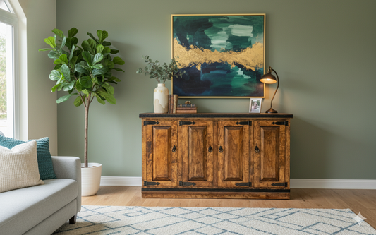 Antique style oak wood buffet