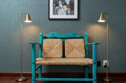 Vintage Turquoise 2-Person Antique Style Handcrafted Bench.