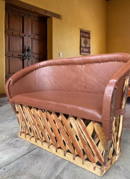 Love Seat Equipal Artesanal, Silla Estilo Antiguo, Asiento Doble