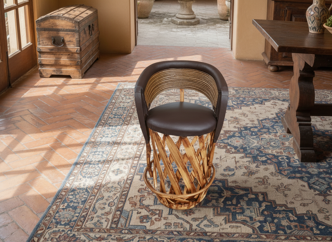 Antique Style Equipal Bar Stool for Cantina Bar. 