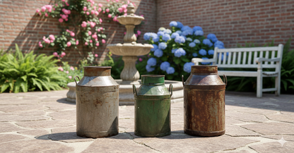 Antique and Original Milk Cans. 3 Pieces