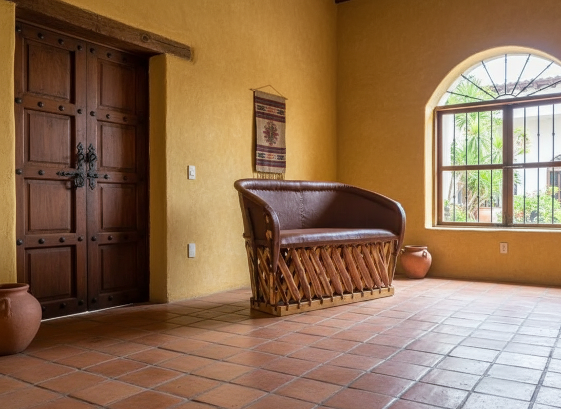 Handmade Equipal Love Seat, Antique Style Chair, Double Seat