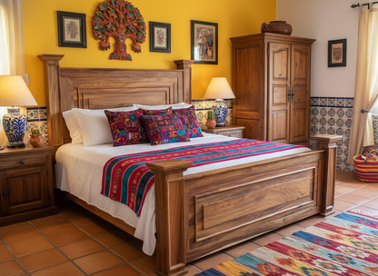 Cama Artesanal De Madera Parota Estilo Antiguo Hacienda King