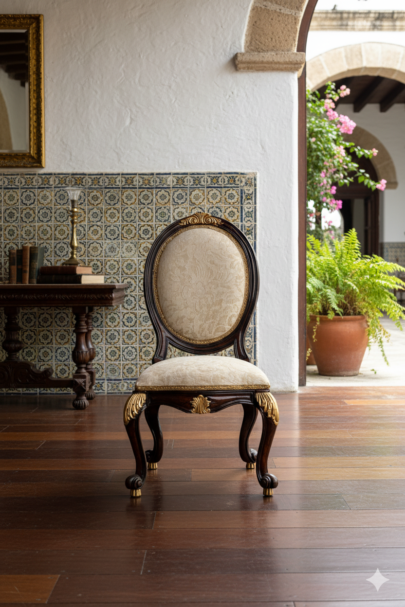 Antique Dining Chair Antique Louis XV Style Persian Style Fabric Wide Furniture and Home Decor