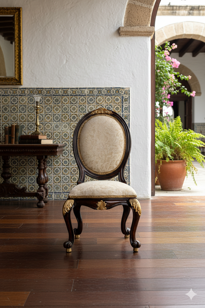 Antique Dining Chair Antique Louis XV Style Persian Style Fabric Wide Furniture and Home Decor