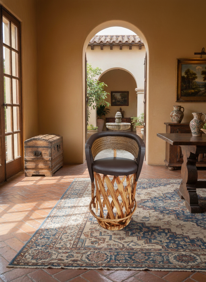 Antique Style Equipal Bar Stool for Cantina Bar. 