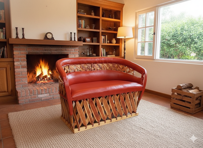 Sillon Love Seat Con Riñonera 2 Personas Estilo Equipal.