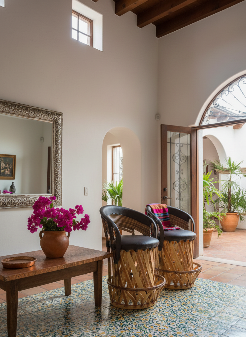 Antique Style Equipal Bar Stool for Cantina Bar.