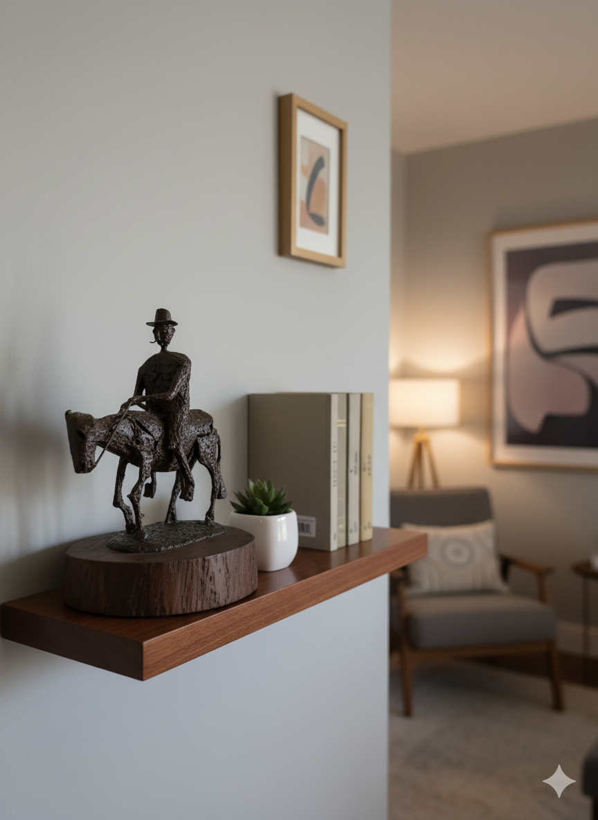 Antigua Escultura Original Don Quijote De La Mancha En Metal