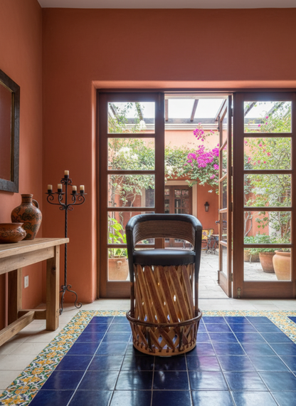 Antique Style Equipal Bar Stool for Cantina Bar.