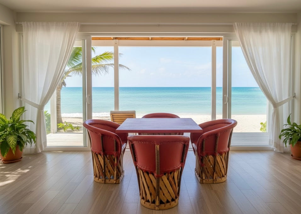 Comedor Artesanal Cuadrado Equipal Tradicional Antiguo