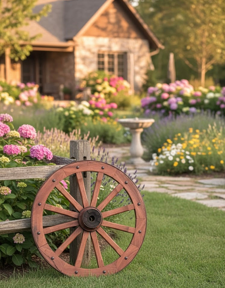 Bella Rueda De Carreta De Madera Antigua De Mezquite