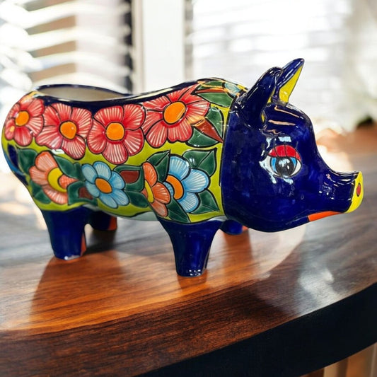 Beautiful Exclusive Pig Pot In Fine Talavera Style