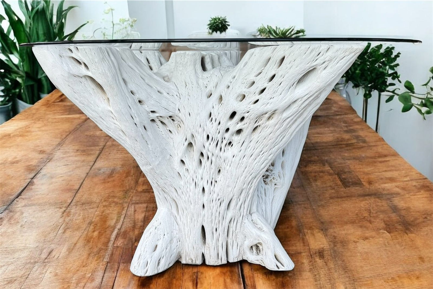 Base Mesa Comedor Blanca 4 A 8 Sillas Madera Cactus Antiguo.
