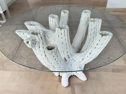 Base Mesa Blanca Comedor 4 A 6 Sillas Madera Cactus Antiguo