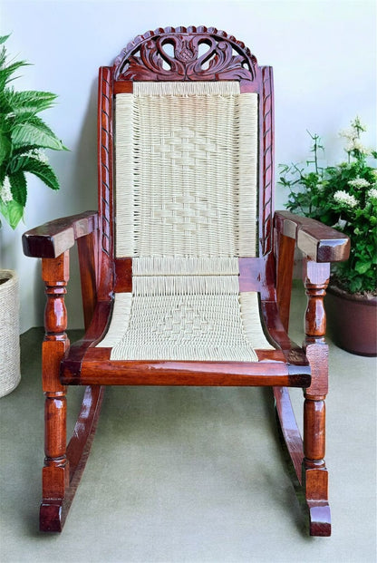 Amplia Silla Mecedora Balancin Madera Cedro Estilo Antiguo