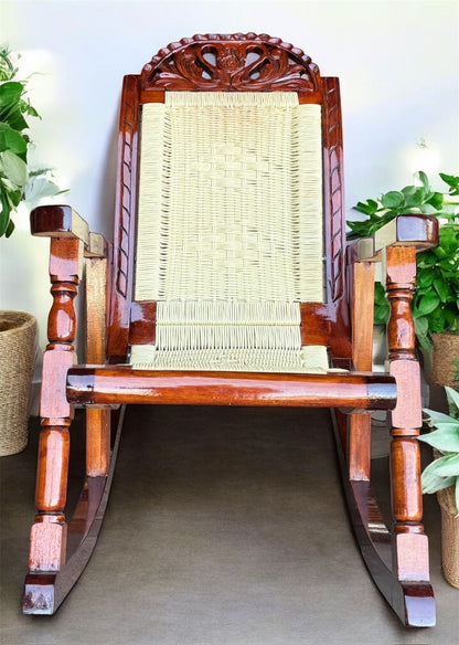 Amplia Silla Mecedora Balancin Madera Cedro Estilo Antiguo